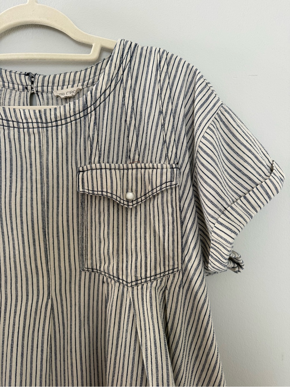 Pilcro Anthropologie Striped Cotton Swing Tunic Dress Blue Cream Size L - Picture 5 of 10